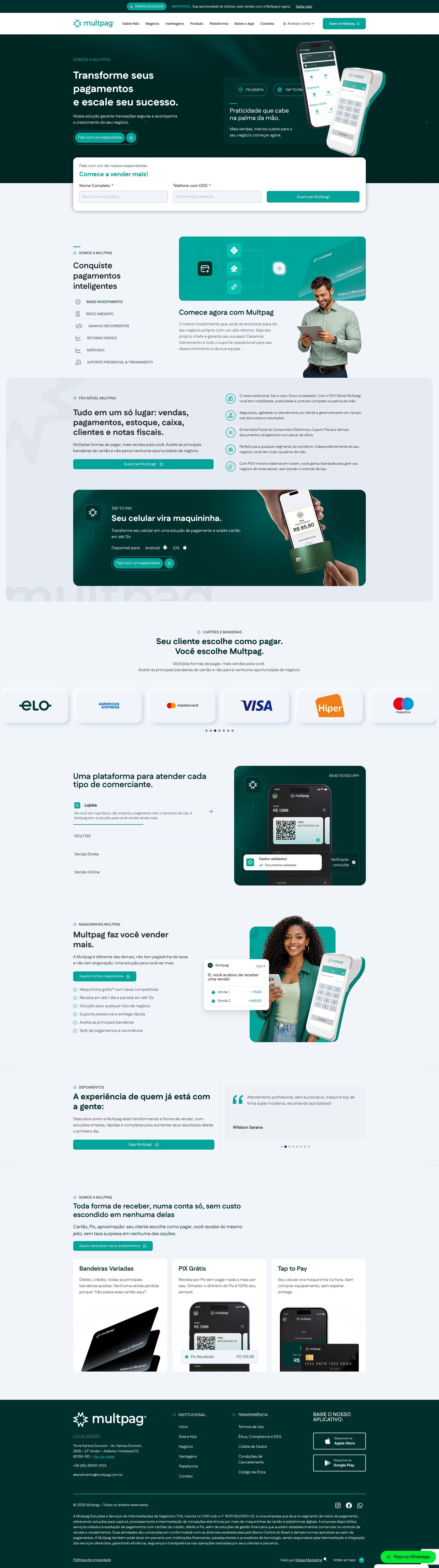 Site da Multpag, desenvolvido pela Edeas Marketing