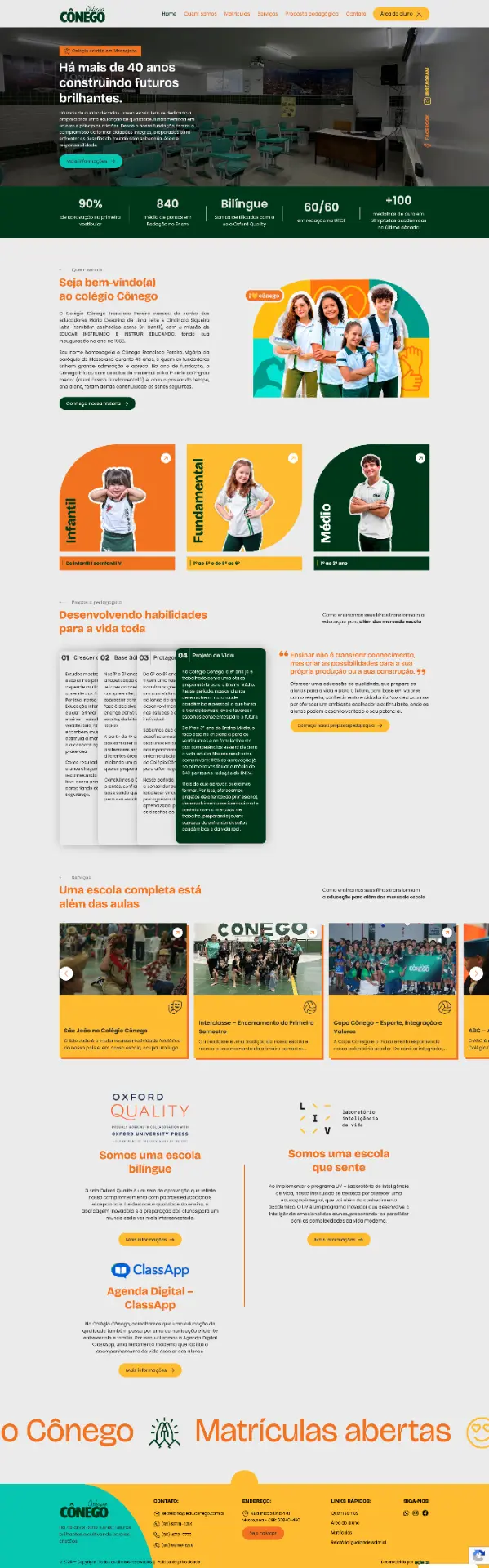 Site da Colégio Cônego, desenvolvido pela Edeas Marketing