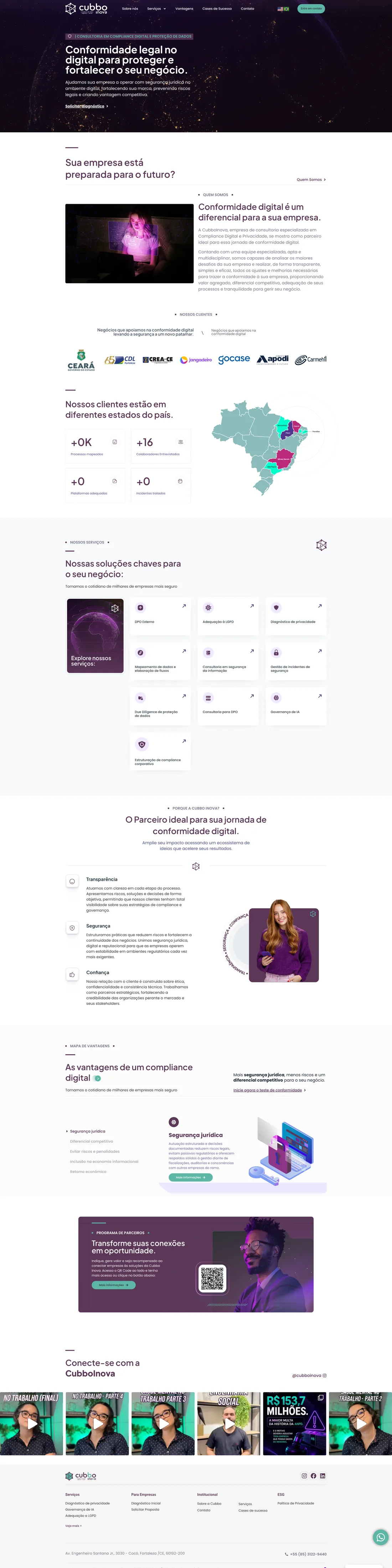 Site da Cubbo Inova, desenvolvido pela Edeas Marketing
