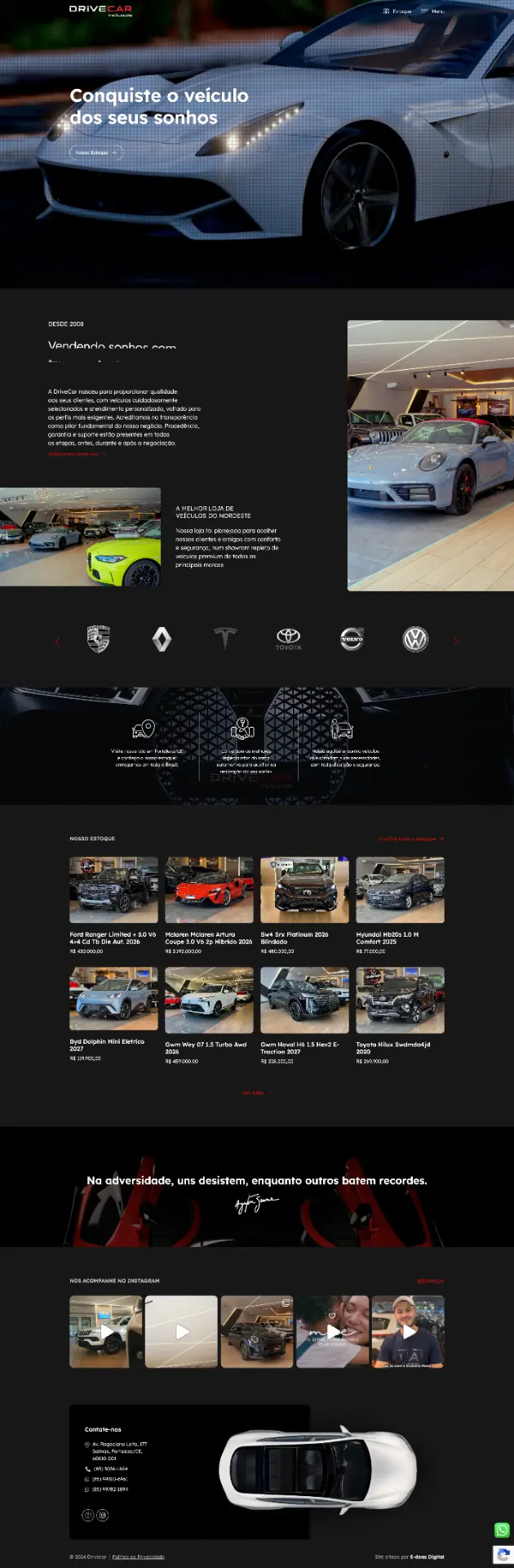 Site da Drive Car, desenvolvido pela Edeas Marketing